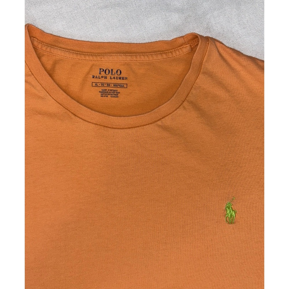 Polo Ralph Lauren Mens Orange T Shirt Short Sleeve Crew Neck Tee Size XL